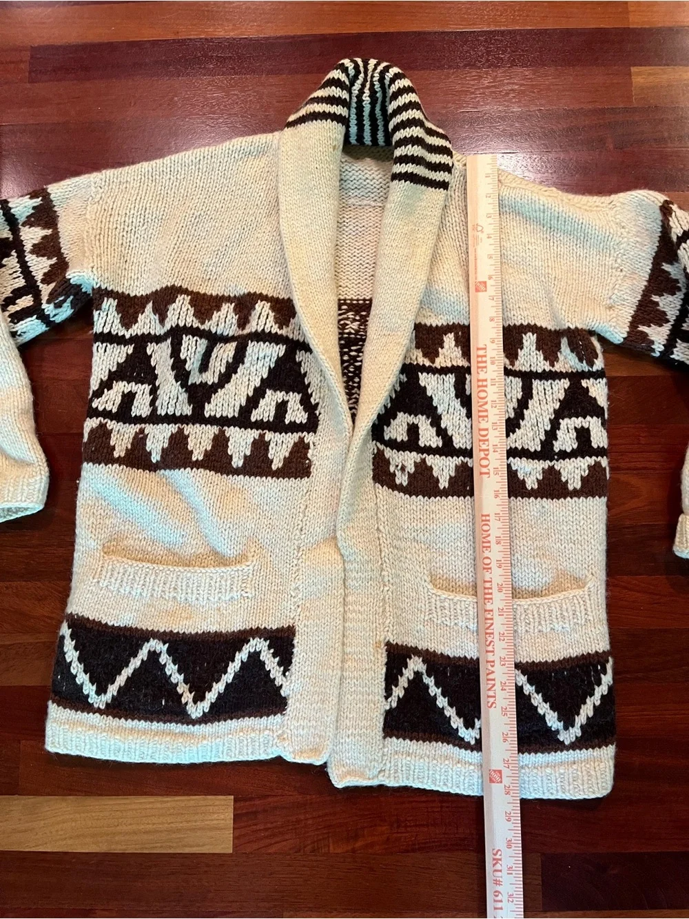 Vintage Hand Knit Wool Starsky/Cowichan-style Heavyweight Cardigan (no tags)